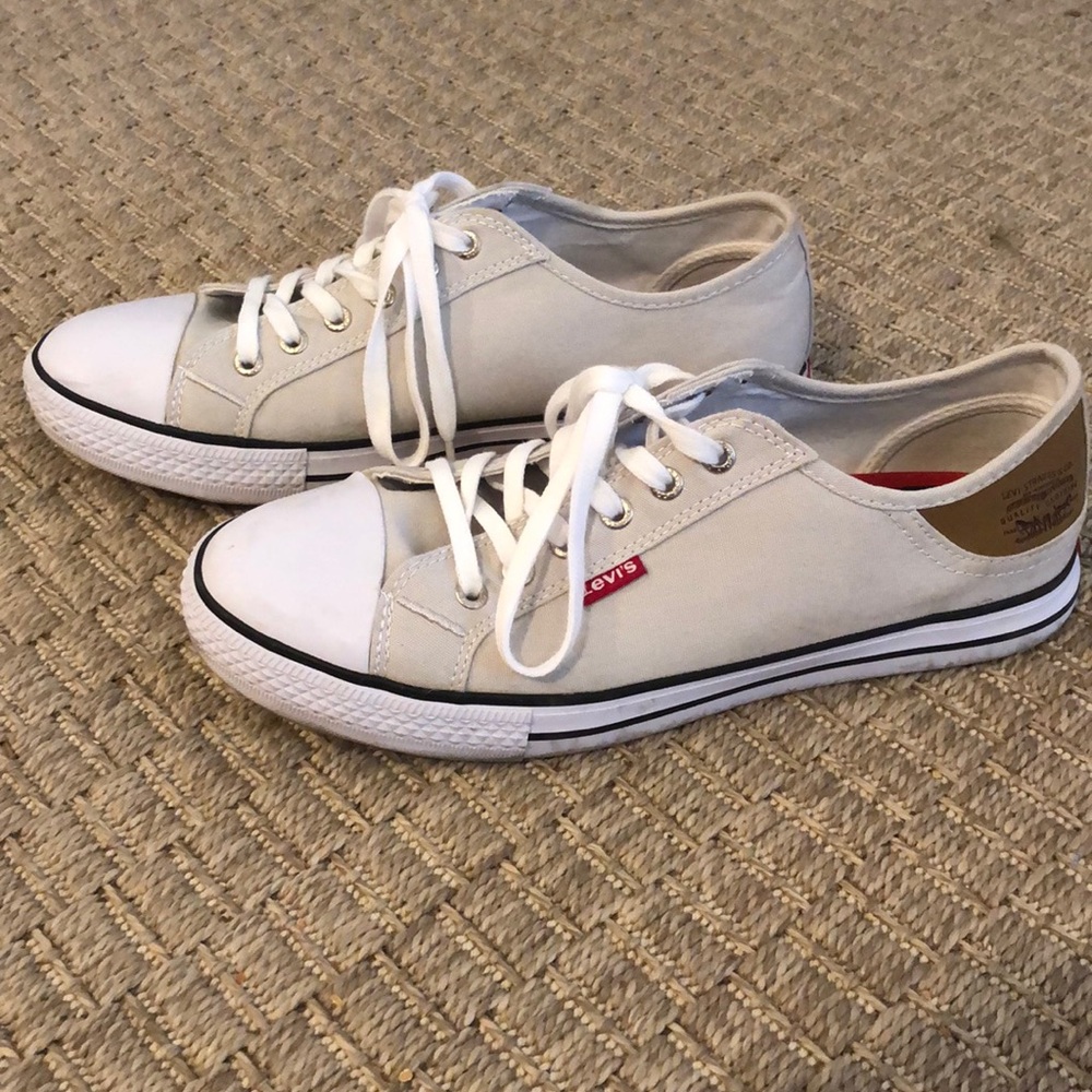 women’s cream colored levi sneakers